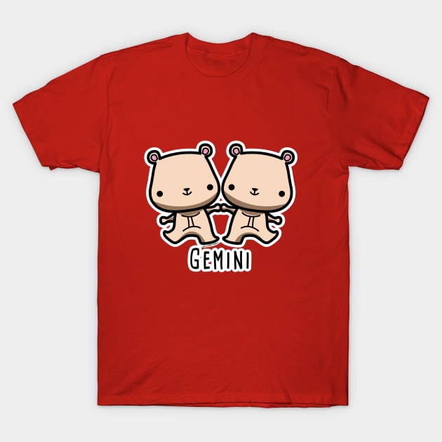 Gemini zodiac teddy bear T-Shirt by doodletales